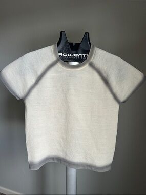 Jason Wi Short-Sleeve Cream Ombre Illusion Knit Top